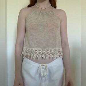 Sheer cream halter top